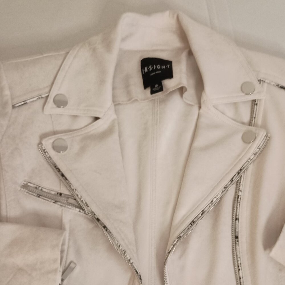 Insight Off White Faux Suede Moto Jacket Womens 10 - Picture 6 of 16